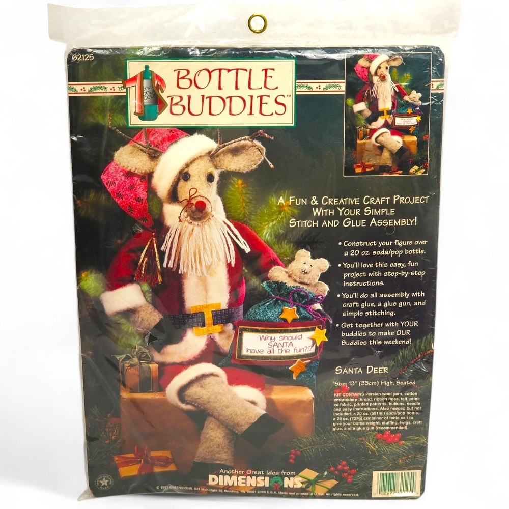 Vintage Dimensions Bottle Buddies Santa Deer 62125  Reindeer Craft Kit
